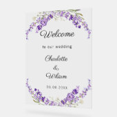 Wedding lavender watercolored welcome アクリルサイン (傾斜)