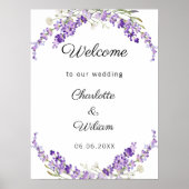 Wedding lavender watercolored welcome ポスター (正面)