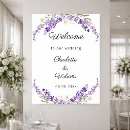 Wedding lavender watercolored welcome ポスター