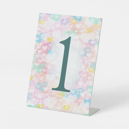 Wedding Layered Hearts Table Number Pedestal Sign 台座サイン (正面)