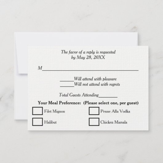 Wedding Light Pink White RSVP (裏面)