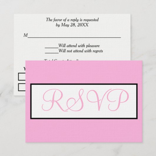 Wedding Light Pink White RSVP (正面/裏面)