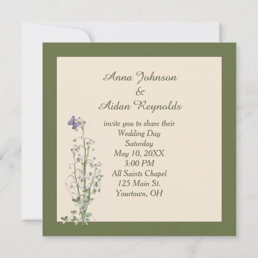 Wedding Lily of the Valley Watercolor 招待状 (裏面)