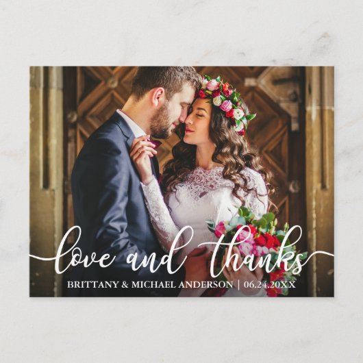 Wedding Love and Gratitude Thank You Photo ポストカード (正面)