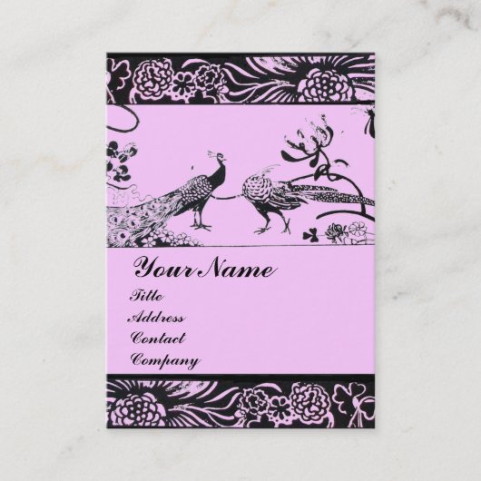 WEDDING LOVE BIRDS ,black and white pink 名刺 (正面)