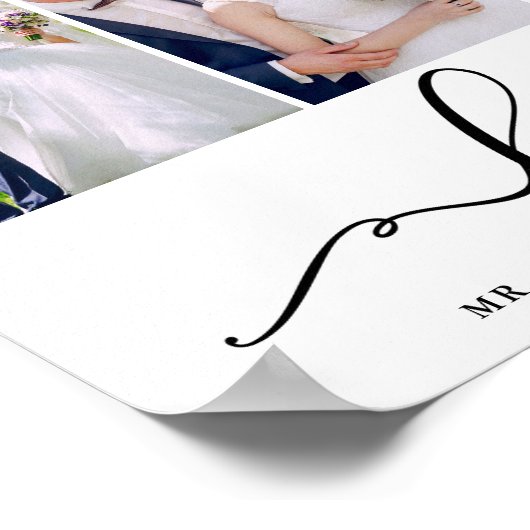 Wedding Love Elegant Black Script 3 Photo ポスター (角)