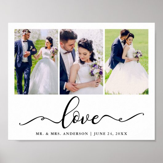 Wedding Love Elegant Black Script 3 Photo ポスター (正面)