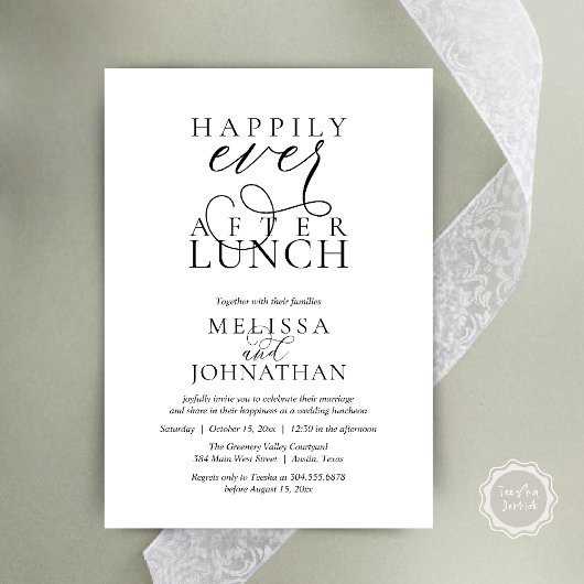 Wedding Lunch Invites, Elegant Happily Ever After 招待状