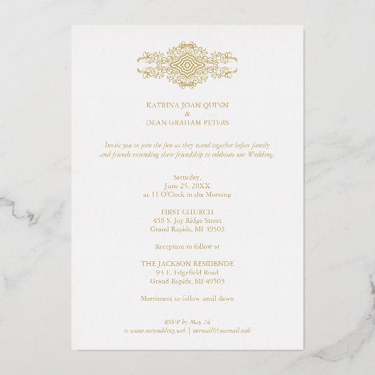 Wedding Luxury Golden Arch Effect Photo 箔招待状 (裏面)