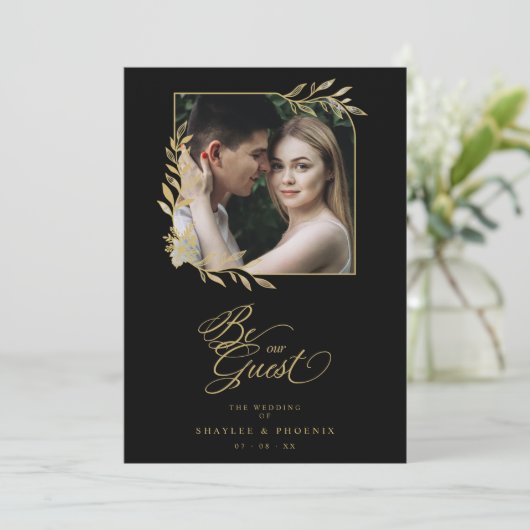Wedding Luxury Golden Branches Frame Chic Photo (スタンド正面)