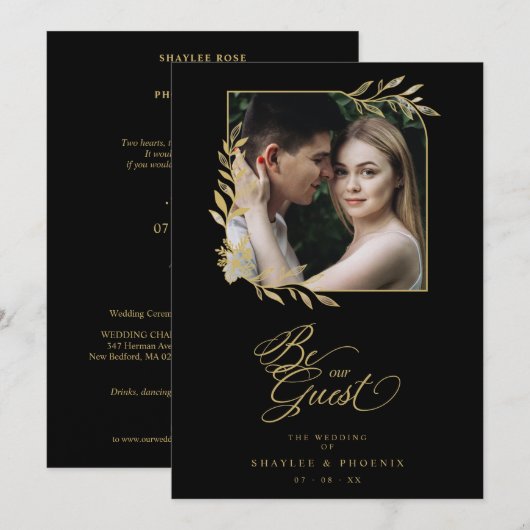 Wedding Luxury Golden Branches Frame Chic Photo (正面/裏面)