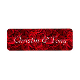 Wedding mailing labels red roses ラベル