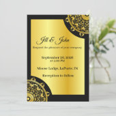 Wedding Mandala  Invitation  Black and Gold 招待状 (スタンド正面)