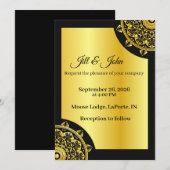 Wedding Mandala  Invitation  Black and Gold 招待状 (正面/裏面)