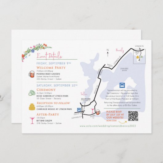 Wedding Map Enclosure Card - Custom Design Rebecca エンクロージャーカード (正面/裏面)