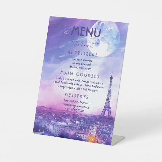 Wedding Menu Amour Éternel à la Parisienne  台座サイン (正面)