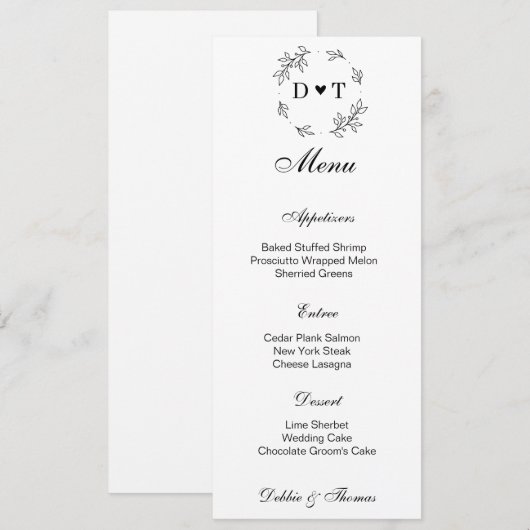 Wedding Menu Card メニュー (正面/裏面)