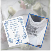 Wedding Menu Card Blue Sapphire Bells Scrollwork  メニュー