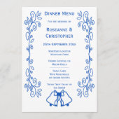 Wedding Menu Card Blue Sapphire Bells Scrollwork  メニュー (正面)