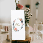 Wedding Menu Card with Soft Peach & Blue Flowers メニュー
