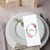 Wedding Menu Card with Soft Peach & Blue Flowers メニュー