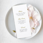 Wedding Menu Card with Soft Peach & Blue Flowers メニュー