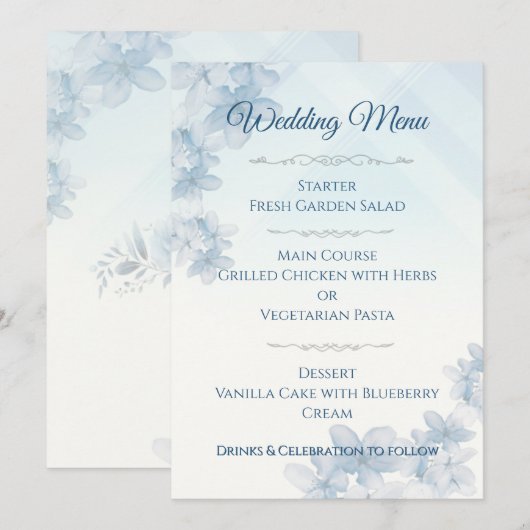 Wedding Menu Elegant Editable  メニュー (正面/裏面)