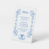 Wedding Menu Pedestal Sign Blue Sapphire Bells  台座サイン (正面)