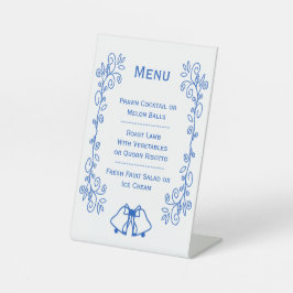 Wedding Menu Pedestal Sign Blue Sapphire Bells  台座サイン