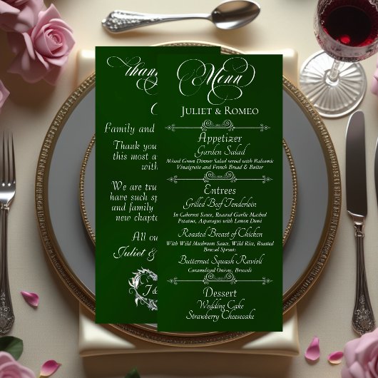 Wedding Menu & Thank You - Emerald メニュー