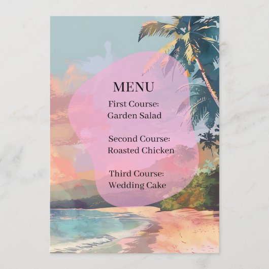 Wedding Menu Tropical Beach Sunset  メニュー (正面)