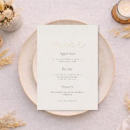 Wedding Menu with Real Gold Foil | Minimal Ivory  箔招待状