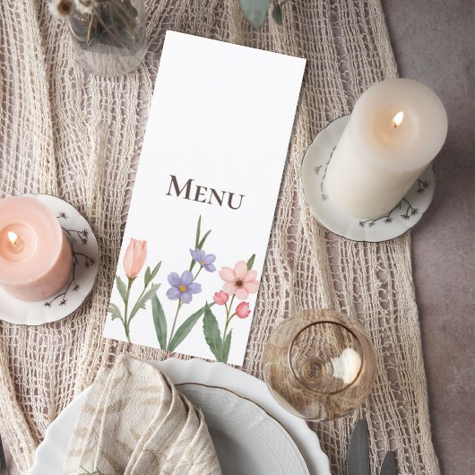 Wedding Menu with Soft Botanical Garden Design メニュー