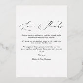 Wedding Minimalist Love & Thanks カスタムフォト 箔招待状 (裏面)