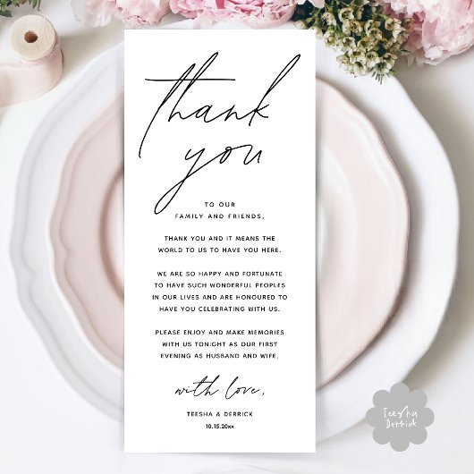 Wedding Minimalist Wedding Dinner Thank You Card プログラム