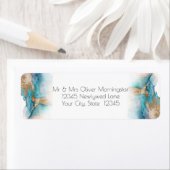 Wedding | Modern Aqua and Gold Abstract ラベル (インサイチュ)