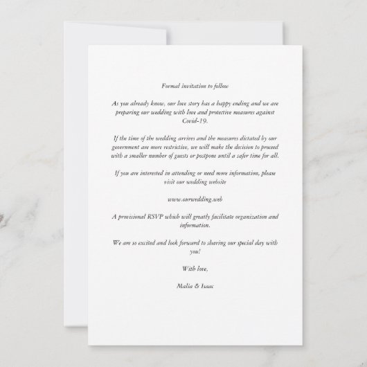 Wedding Modern Fancy Minimalist Photo Couple (裏面)