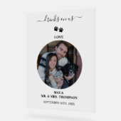 Wedding Modern Photo Couple Pet Dog Drinks on Us アクリルサイン (傾斜)