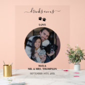 Wedding Modern Photo Couple Pet Dog Drinks on Us アクリルサイン (ウェディング)