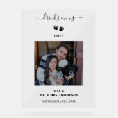 Wedding Modern Photo Couple Pet Dog Drinks on Us アクリルサイン (正面)