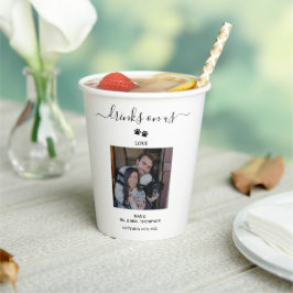 Wedding Modern Photo Couple Pet Dog Drinks on Us 紙コップ