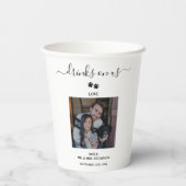Wedding Modern Photo Couple Pet Dog Drinks on Us 紙コップ (裏面)