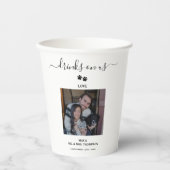 Wedding Modern Photo Couple Pet Dog Drinks on Us 紙コップ (正面)