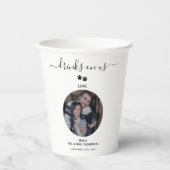 Wedding Modern Photo Couple Pet Dog Drinks on Us 紙コップ (正面)