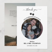 Wedding Modern Photo Couple Pet Dog My Humans サンキューカード (正面/裏面)