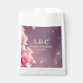 Wedding Modern Pink Burgundy Floral Favor Bag フェイバーバッグ