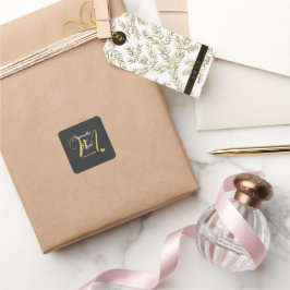 Wedding Monogram Design with Names and Date スクエアシール