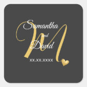 Wedding Monogram Design with Names and Date スクエアシール (正面)