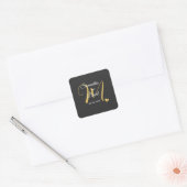 Wedding Monogram Design with Names and Date スクエアシール (封筒)