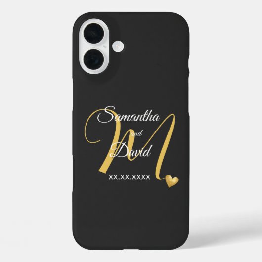 Wedding Monogram Design with Names and Date Case-Mate iPhoneケース (裏面)